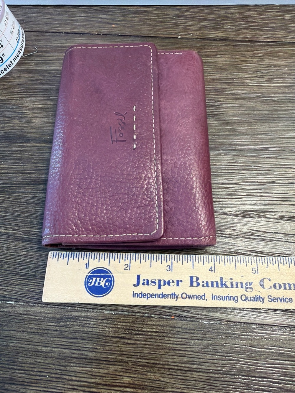 Vintage Fossil Wallet Plum Purple Pebble Leather - Excellent Condition - Picture 11 of 11